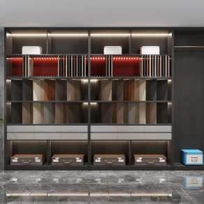 现代柜板展厅3D模型下载